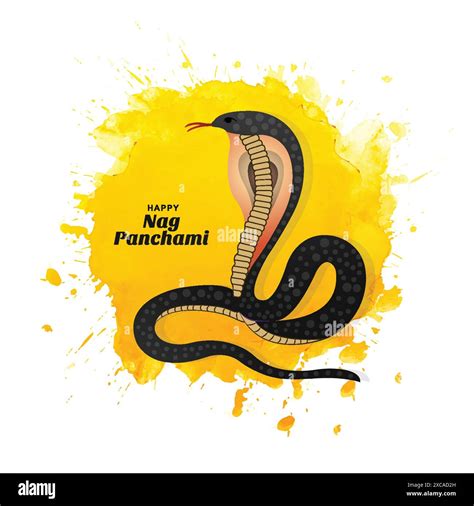 Hindu Festival Happy Nag Panchami Celebration Card Design Stock Vector