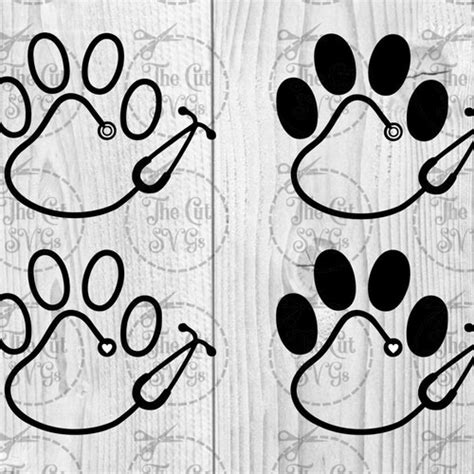 Vet Tech Svg Veterinary Stethoscope Svg Paw Print Svg Cut Etsy