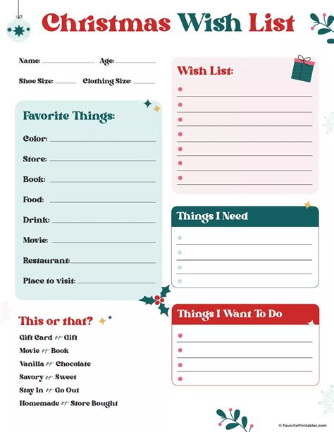 FREE Printable Christmas Wish List | Kids christmas list, Christmas