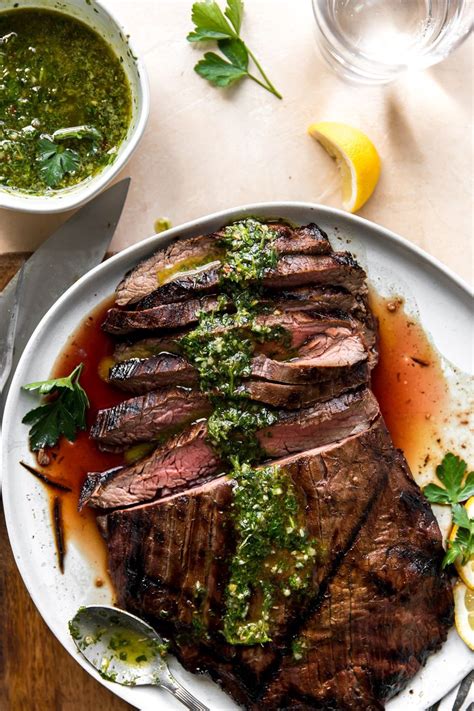 Balsamic Grilled Flank Steak With Chimichurri Sauce Kj And Company