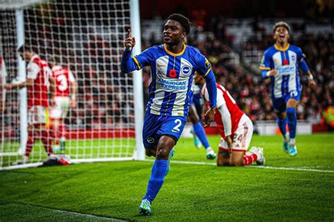 Ghana Defender Tariq Lamptey Reacts After Scoring His First Goal Of The