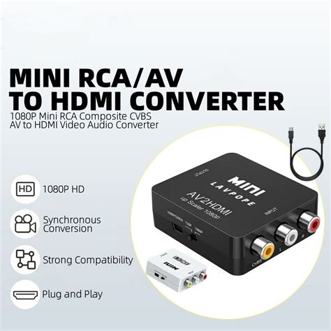 RCA AV TO HDMI 1080P AV2HDMI Mini AV To HDMI Converter RCA AV CVSB L R