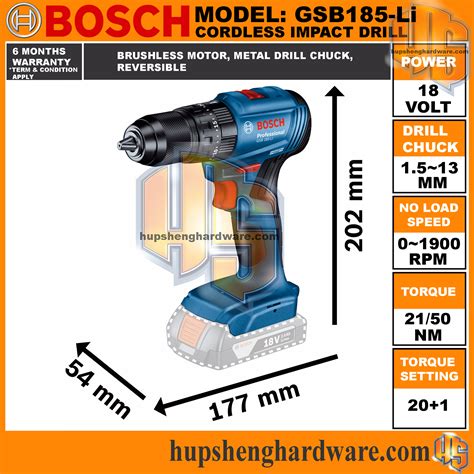 Bosch GSB185 Li Cordless Hand Driver Drill 18V 2 0Ah 50Nm