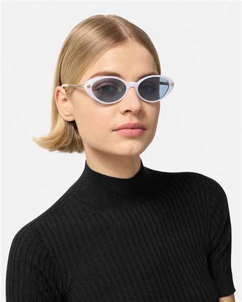 Tubular Greca Oval Sunglasses White Versace Us