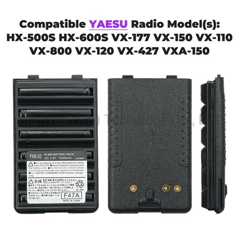 Fnb V83 7 2V 1500mAh Replacement Battery For Yaesu Vertex Radio Vx210