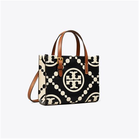 Mini T Monogram Contrast Embossed Square Tote Womens Handbags Crossbody Bags Tory Burch Uk