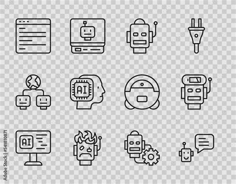 Set Line Software Robot Burned Out Computer Api Interface