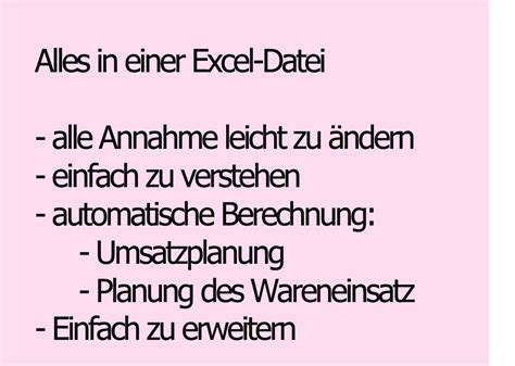 Revenue planning for a restaurant bistro Umsatzplanung für ein