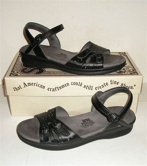 SAS DUO Women's Black Leather Sandals Shoes 8 N Narrow - Sandals & Flip Flops