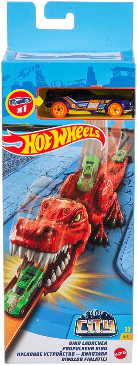 Игрален комплект Hot Wheels City Изстрелвачка с количка Динозавър Отлична цена Ozone bg