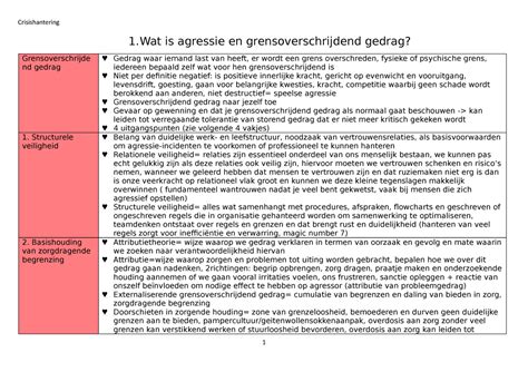 Crisishantering Samenvatting Deel Boek Is Agressie En