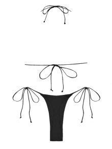 ZAFUL Halter Tie Side String Thong Bikini Swimwear In BLACK ZAFUL 2024
