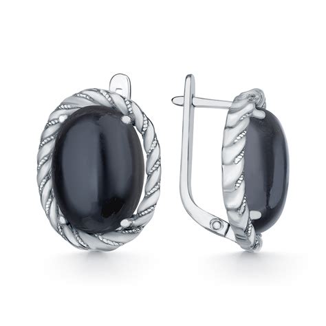 Серьги из серебра с обсидианом — интернет-магазин Костромской Ювелирный ...