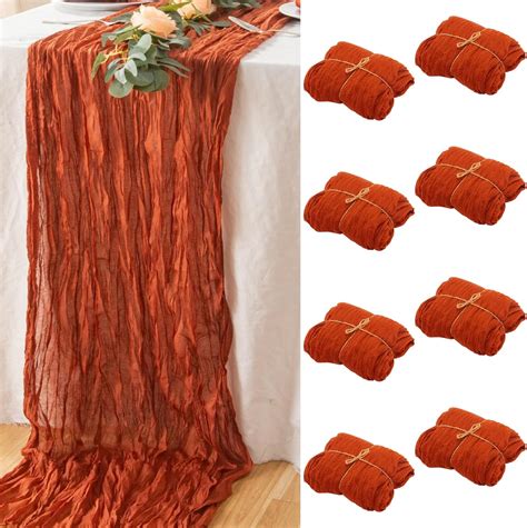 Amazon Pcs Cheesecloth Boho Table Runner Terracotta Table Runner