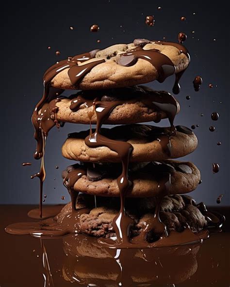 Premium AI Image Cookies Soaked In Chocolate Pouring Over Them