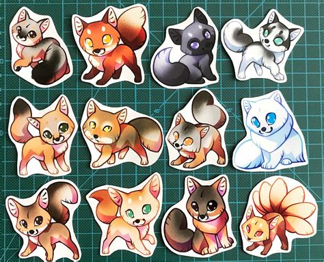 Cute Fox Sticker Set Red Fox Arctic Fox Kitsune Fennec Etsy