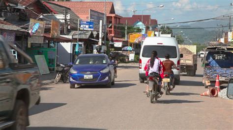 Vang Vieng City Traffic Laos Live Action