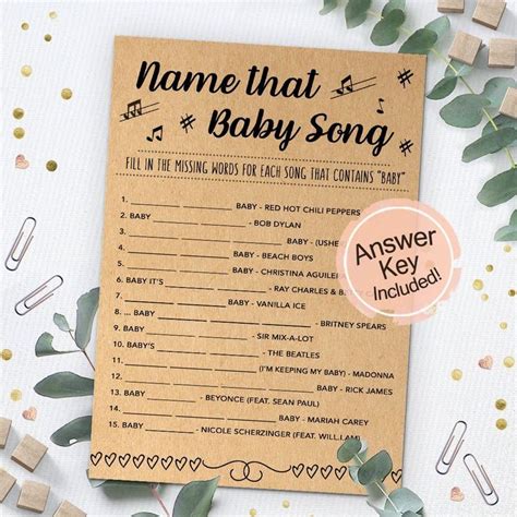 Name That Baby Song Baby Shower Game Instant Download Etsy