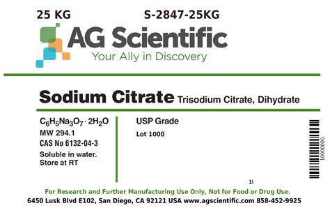 S 2847 25KG Sodium Citrate Trisodium Salt Dihydrate 25 43 OFF