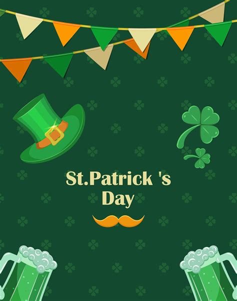 St Patrick Day Poster Flyer In Green With Shamrockpatrick Lipricon