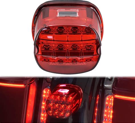 Hdbubalus Motorcycle Rear Led Tail Light Red Lense Brake Running