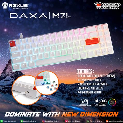 Jual Rexus Daxa M71 Classic White Mini Mechanical Keyboard Rexus Daxa