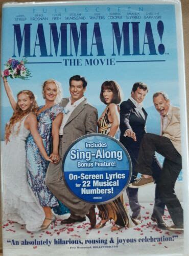 Mamma Mia The Movie New DVD Full Screen BONUS SING ALONG Streep Firth