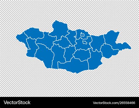 Mongolia Map High Detailed Blue Map Royalty Free Vector