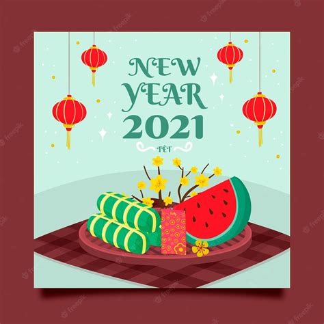 Free Vector | Flat tet greeting card template