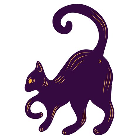 Isolate Black Cat Halloween Item Design Png