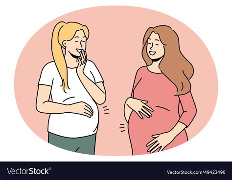 Smiling Pregnant Women With Big Bellies Royalty Free Vector