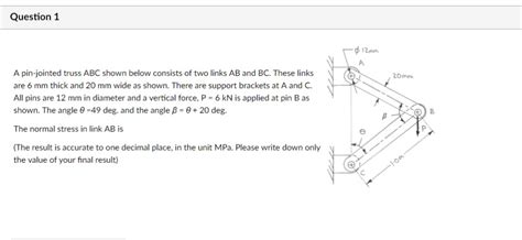 Solved A Pin Jointed Truss Abc Shown Below Consists Of Two Chegg