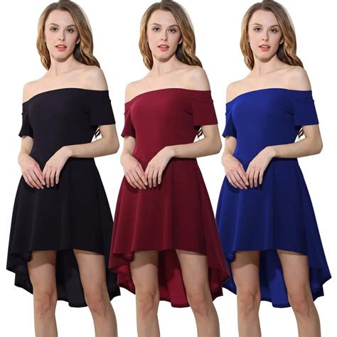 New Women Summer Slash Neck Dress Irregular Ruffle Dresses Ladies Vestidos Mini Dovetail