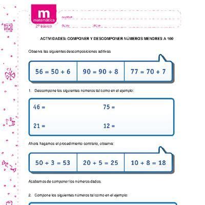 Componer y descomponer números menores a 100