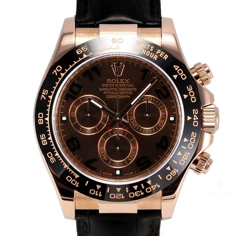 Mens Rolex Daytona Rose Gold Watch Chocolate Brown Dial Tachymeter