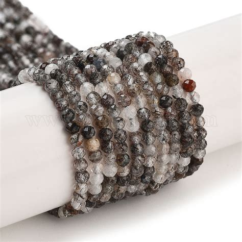 Wholesale Natural Black Rutilated Quartz Beads Strands Pandahall