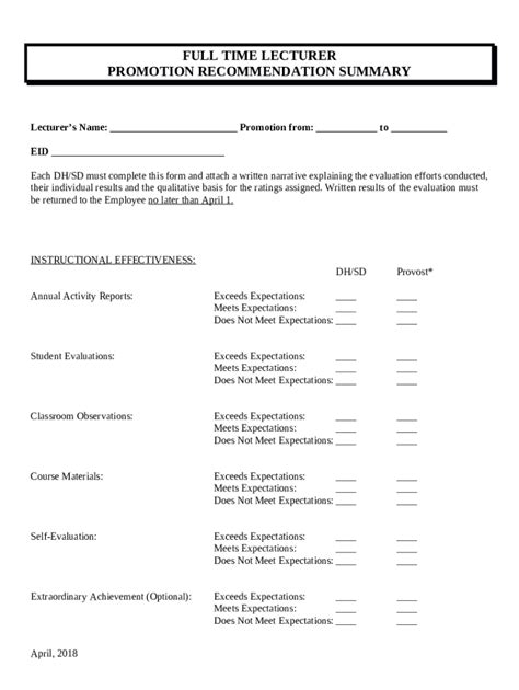 Criteria For Appointment Evaluation Range Elevation Of Doc