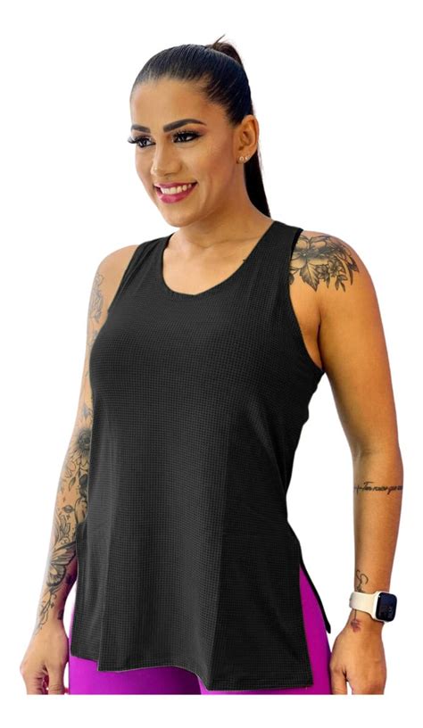 Regata Feminina Dry Fit Poliamida Preto Seven Line Seven Line Site