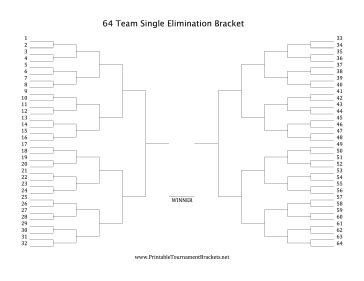 Printable 64 Team Single Elimination Bracket