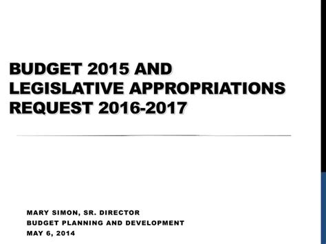 Ppt Budget And Legislative Appropriations Request