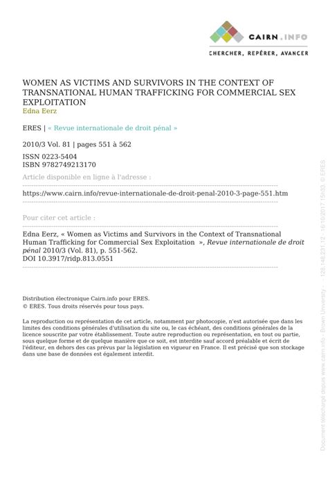 Pdf Women As Victims And Survivors In The Context Of Transnational