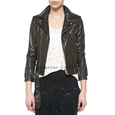 Buy Online Women Cropped Leather Jacket | Belted Style Women Leather ...