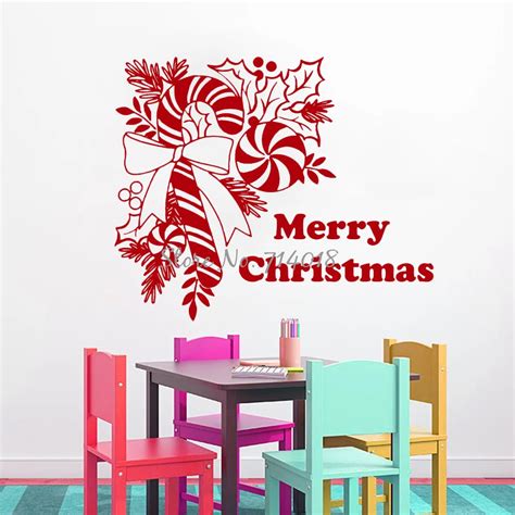 Merry Christmas Wall Decals Sweets Christmas Decoration Decor Vinyl Wall Sticker Living Room ...