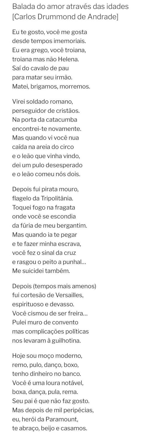 1 A partir da leitura do texto Balada de amor através das idades