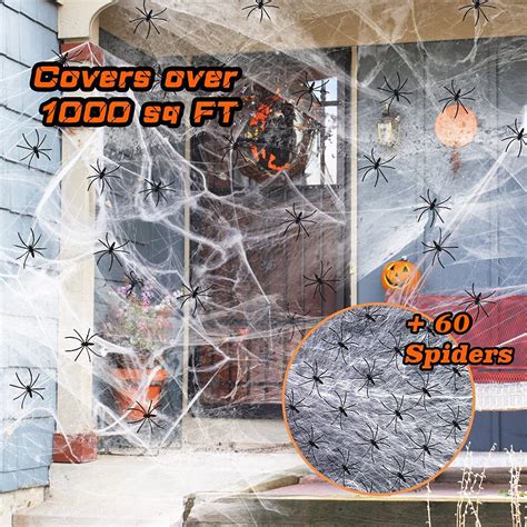 Pcavin 1000 Sqft Spider Webs Halloween Decorations With 60 Fake Spiders