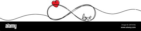 Continuous Single Line Drawing Of Infinity Symbol With Word Love And