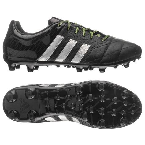 Adidas Ace Leather Fg Ag Core Black Silver Metallic Solar Yellow