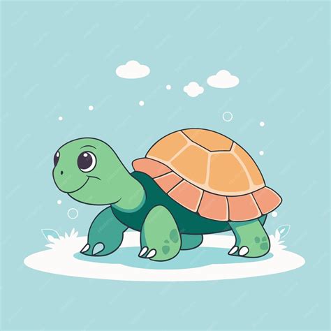 Premium Vector Cute Turtle Tortoise Cartoon Illustration Vector Clipart Design