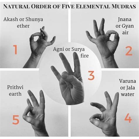 MUDRAS DES 5 ELEMENTS Un hasta mudra est un geste de la main utilisé