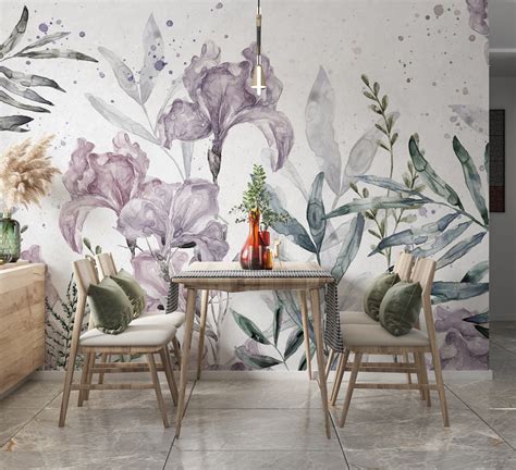 Watercolor Flowers Boohoo Wall Murals Déco Wallpaper